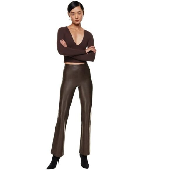 TEN by BABATON ARITZIA UPSTAGE VEGAN BROWN PANTS L - Picture 1 of 13